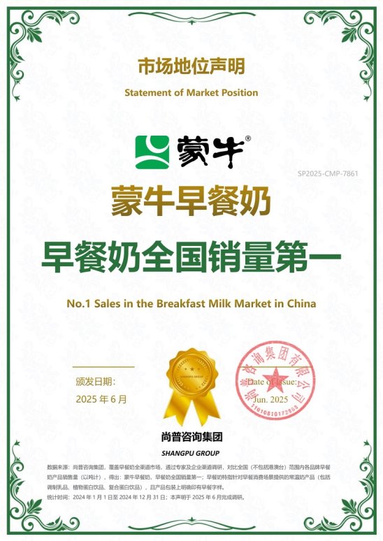 榮耀加冕！蒙牛以銷量第一、消費(fèi)者首選品牌綜合實(shí)力，硬核引領(lǐng)早餐奶品質(zhì)賽道